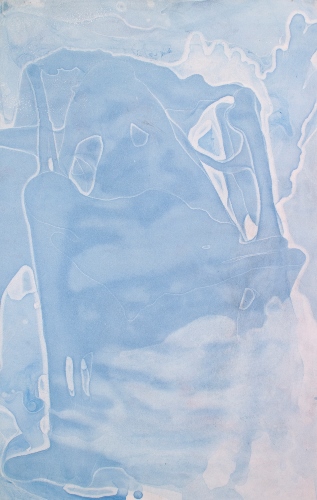 שד כחול, 2012, שמן מדולל על נייר פבריאנו, 70/45 סמ